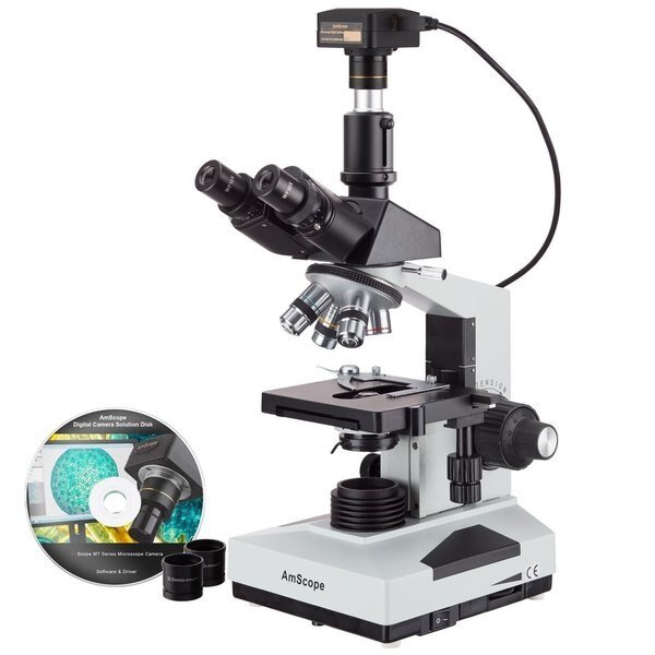 40X to 2000X Trinocular LED Compound Microscope, 10MP USB 3 C-mount Camera, Amscope, Mfr#: T490B-LED-10m3